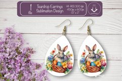 Easter earrings sublimation Easter bunny teardrop earring Product Image 1