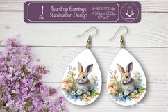 Easter earrings sublimation Easter bunny teardrop earring Product Image 1