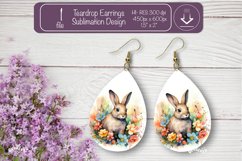 Easter earrings sublimation Easter bunny teardrop earring Product Image 1