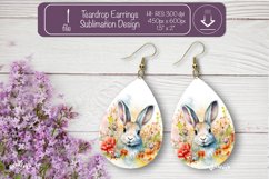 Easter earrings sublimation Easter bunny teardrop earring Product Image 1