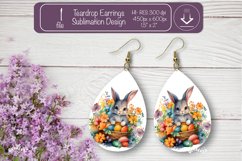 Easter earrings sublimation Easter bunny teardrop earring Product Image 1
