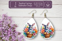 Easter earrings sublimation Easter bunny teardrop earring Product Image 1