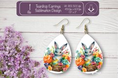 Easter earrings sublimation Easter bunny teardrop earring Product Image 1