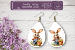Easter earrings sublimation Easter bunny teardrop earring Product Image 1
