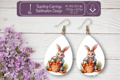 Easter earrings sublimation Easter bunny teardrop earring Product Image 1