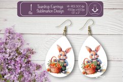 Easter earrings sublimation Easter bunny teardrop earring Product Image 1