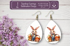 Easter earrings sublimation Easter bunny teardrop earring Product Image 1