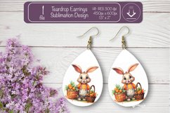 Easter earrings sublimation Easter bunny teardrop earring Product Image 1