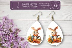 Easter earrings sublimation Easter bunny teardrop earring Product Image 1