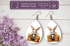 Easter earrings sublimation Easter bunny teardrop earring Product Image 1