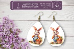 Easter earrings sublimation Easter bunny teardrop earring Product Image 1