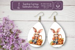 Easter earrings sublimation Easter bunny teardrop earring Product Image 1