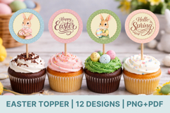 Easter Cupcake Topper Printable, Bunny Cupcake Topper Product Image 1