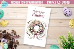 Pink Easter Kitchen Towel Sublimation | Happy Easter Product Image 1