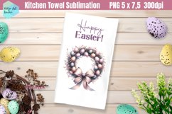 Pink Easter Kitchen Towel Sublimation | Happy Easter Product Image 1