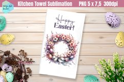 Pink Easter Kitchen Towel Sublimation | Happy Easter Product Image 1