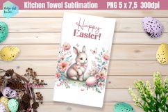 Pink Easter Kitchen Towel Sublimation | Happy Easter Product Image 1