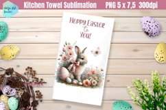 Pink Easter Kitchen Towel Sublimation | Hoppy Easter Product Image 1