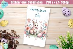 Pink Easter Kitchen Towel Sublimation | Hoppy Easter Product Image 1