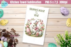 Pink Easter Kitchen Towel Sublimation | Hoppy Easter Product Image 1