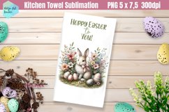 Pink Easter Kitchen Towel Sublimation | Hoppy Easter Product Image 1