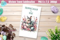 Pink Easter Kitchen Towel Sublimation | Hoppy Easter Product Image 1