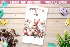 Pink Easter Kitchen Towel Sublimation | Hoppy Easter Product Image 1