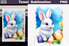Easter Bunny Kitchen Towel | Easter Towel Sublimation Product Image 1