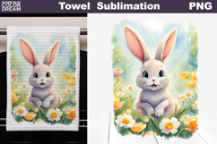 Easter Bunny Kitchen Towel | Easter Towel Sublimation Product Image 1