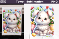 Easter Bunny Kitchen Towel | Easter Towel Sublimation Product Image 1