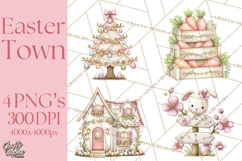 Easter Town Clipart, Pastel Easter Buildings, Bunny Shop Png Product Image 1