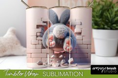 Easter Tumbler Wrap - Bunny 3D Hole in Wall Sublimation PNG