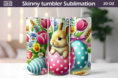 Easter Bunny Tumbler Wrap PNG | Spring Floral Sublimation Product Image 1