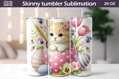 Easter Cat Tumbler Wrap | Spring Kitty Floral Sublimation Product Image 1