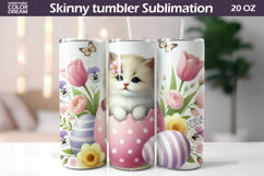 Easter Cat Tumbler Wrap | Spring Kitty Floral Sublimation Product Image 1