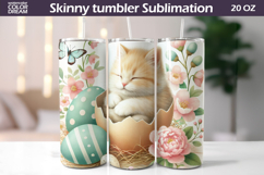 Easter Cat Tumbler Wrap | Spring Kitty Floral Sublimation Product Image 1