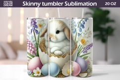 Easter Bunny Tumbler Wrap PNG | Spring Floral Sublimation Product Image 1