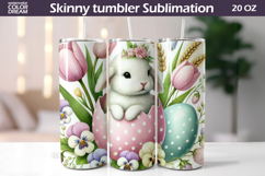 Easter Bunny Tumbler Wrap PNG | Spring Floral Sublimation Product Image 1