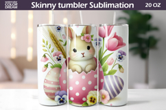 Easter Bunny Tumbler Wrap PNG | Spring Floral Sublimation Product Image 1