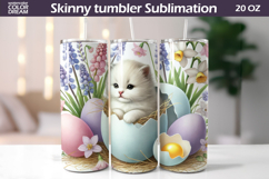 Easter Cat Tumbler Wrap | Spring Kitty Floral Sublimation Product Image 1