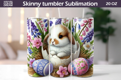 Easter Bunny Tumbler Wrap PNG | Spring Floral Sublimation Product Image 1