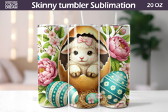 Easter Lamb Tumbler Wrap PNG | Spring Floral Sublimation Product Image 1