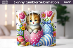 Easter Cat Tumbler Wrap | Spring Kitty Floral Sublimation Product Image 1