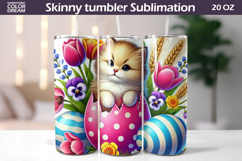 Easter Cat Tumbler Wrap | Spring Kitty Floral Sublimation Product Image 1