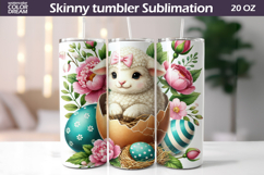 Easter Lamb Tumbler Wrap PNG | Spring Floral Sublimation Product Image 1