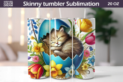 Easter Cat Tumbler Wrap | Spring Kitty Floral Sublimation Product Image 1