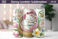 Easter Cat Tumbler Wrap | Spring Kitty Floral Sublimation Product Image 1