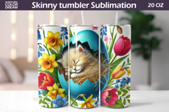 Easter Cat Tumbler Wrap | Spring Kitty Floral Sublimation Product Image 1