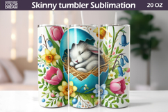 Easter Bunny Tumbler Wrap PNG | Spring Floral Sublimation Product Image 1