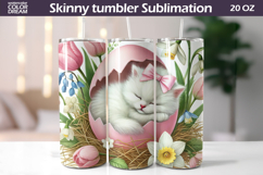 Easter Cat Tumbler Wrap | Spring Kitty Floral Sublimation Product Image 1